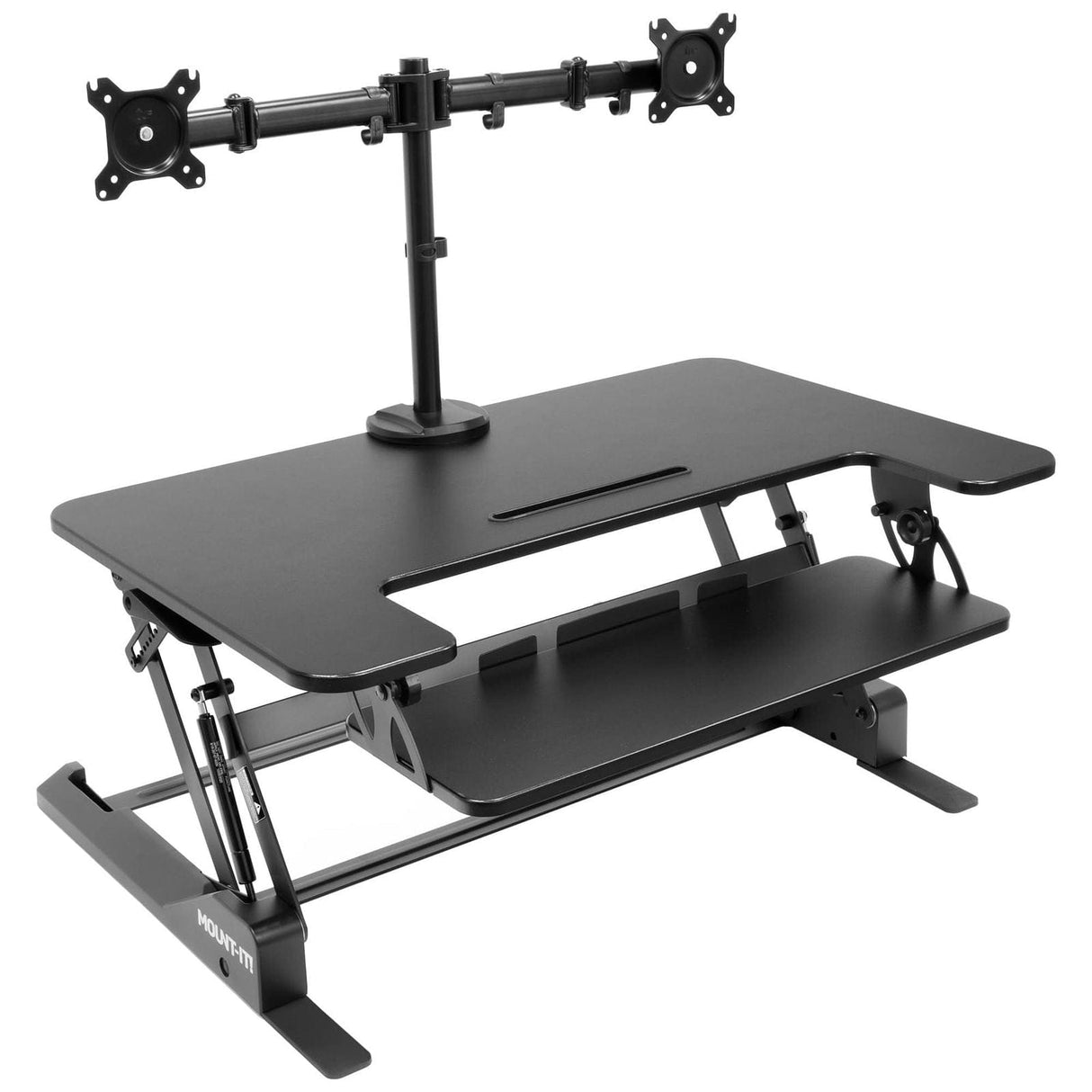Sit-Stand Desk Converter with Dual Monitor Mount Black Desk Converters - Sit-Stand Desk Converter with Dual Monitor Mount - Mount-It! - MI-7934