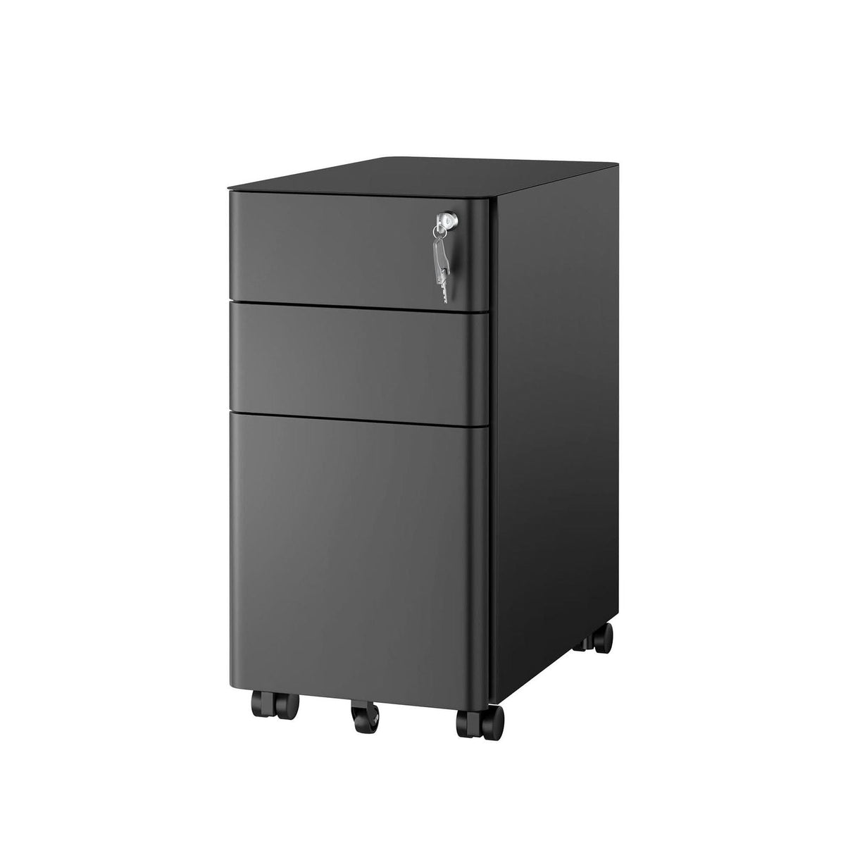 Slim Rolling File Cabinet with 3 Drawers Black File Cabinet - Slim Rolling File Cabinet with 3 Drawers - Mount-It! - MI-944B