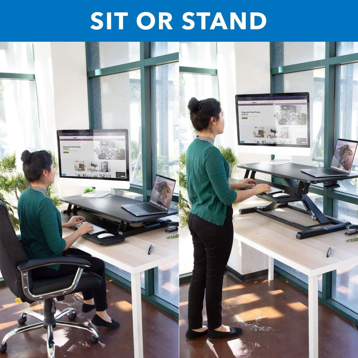 Standing Desk Converter Black Desk Converters - Standing Desk Converter - Mount-It! - MI-8050