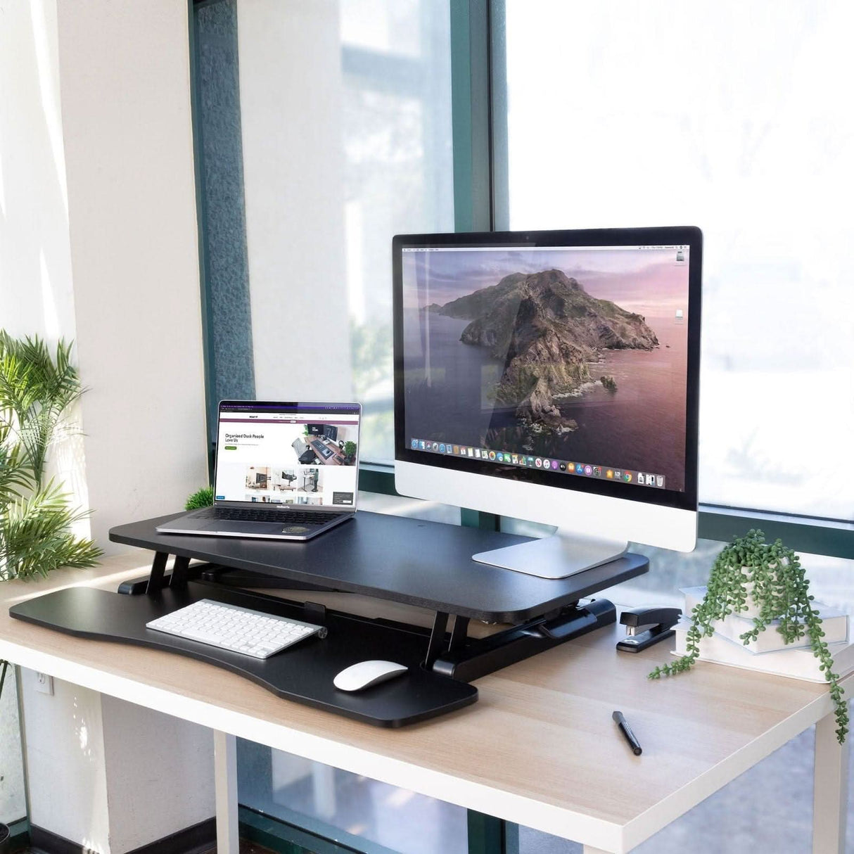 Standing Desk Converter Black Desk Converters - Standing Desk Converter - Mount-It! - MI-8050