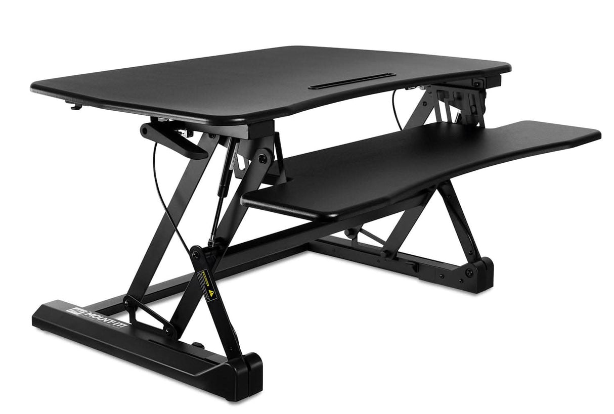 Standing Desk Sit-Stand Desk Converter Height Adjustable, Large Surface Area Black Desk Converters - Standing Desk Sit-Stand Desk Converter Height Adjustable, Large Surface Area - Mount-It! - MI-7955