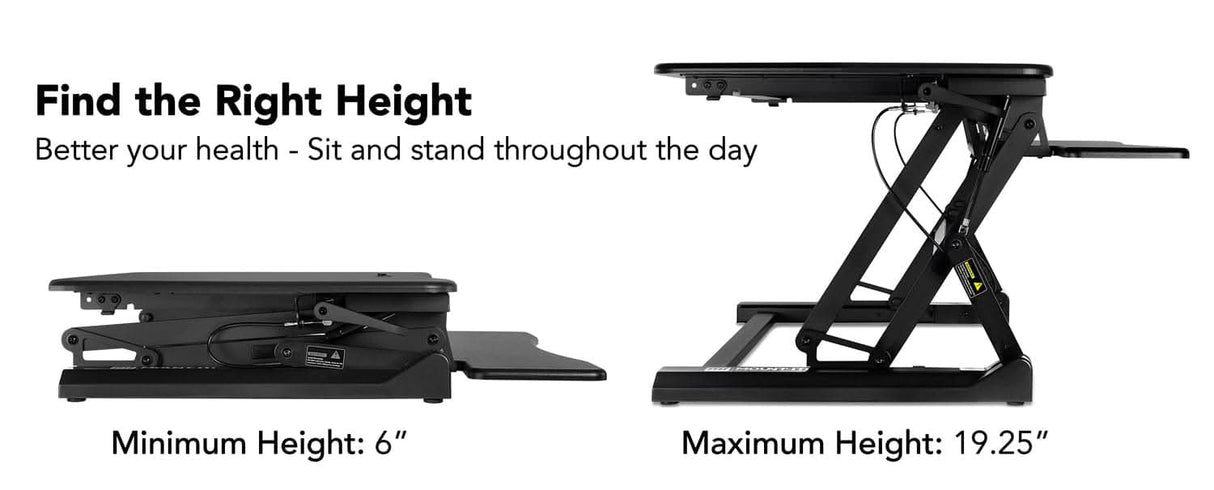 Standing Desk Sit-Stand Desk Converter Height Adjustable, Large Surface Area Black Desk Converters - Standing Desk Sit-Stand Desk Converter Height Adjustable, Large Surface Area - Mount-It! - MI-7955