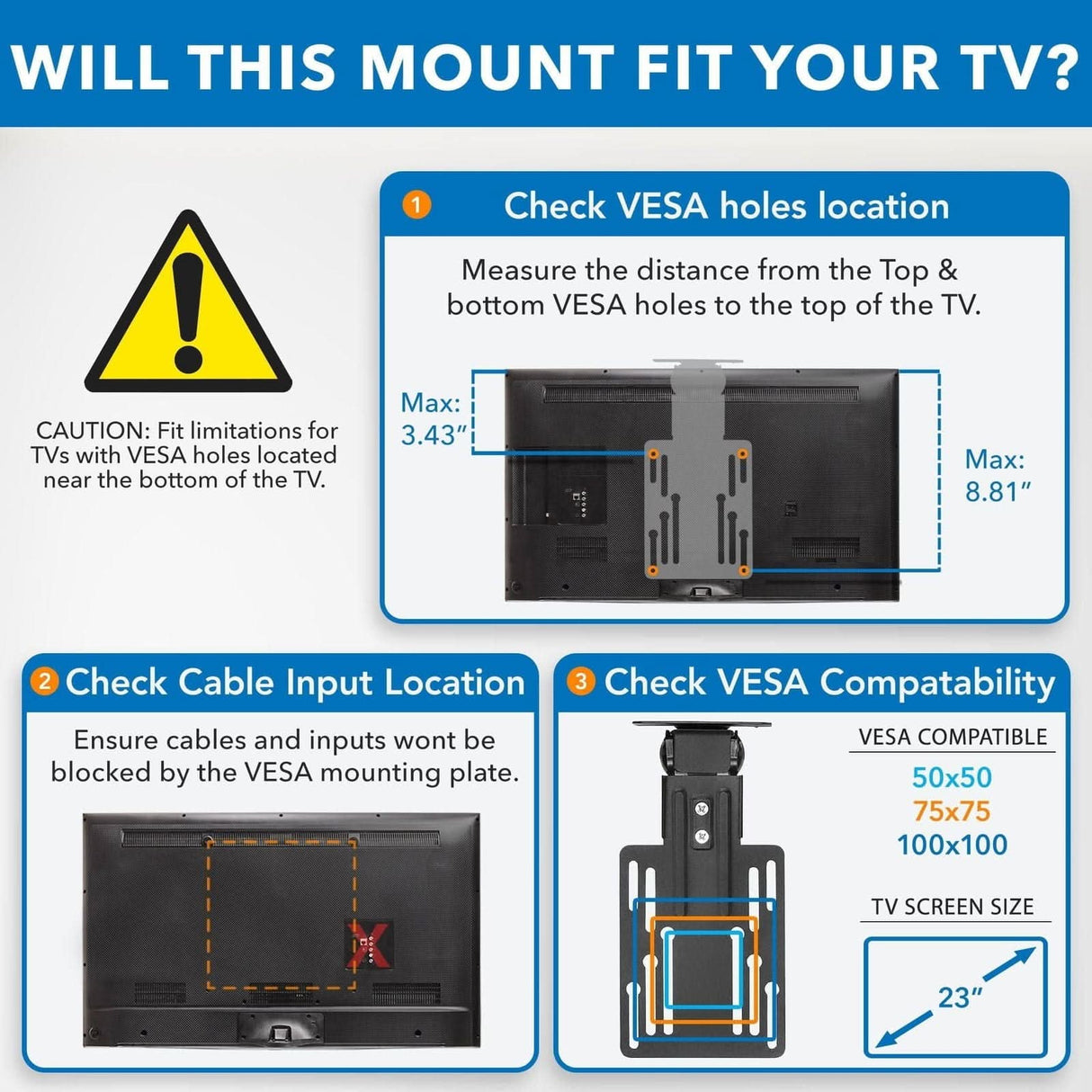 Under Cabinet and Ceiling TV Mount Black TV Mount - Under Cabinet and Ceiling TV Mount - Mount-It! - MI-4200