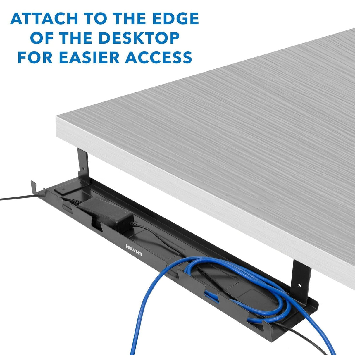Under Desk Cable Tray Black Cable Management - Under Desk Cable Tray - Mount-It! - MI-7282