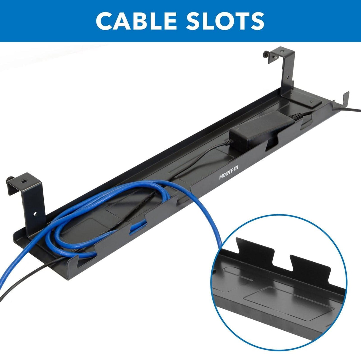 Under Desk Cable Tray Black Cable Management - Under Desk Cable Tray - Mount-It! - MI-7282