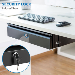 Black Desk Accessories - Under Desk Drawer with Lock - Mount-It! - MI-7295 Black Desk Accessories - Under Desk Drawer with Lock - Mount-It! - MI-7295