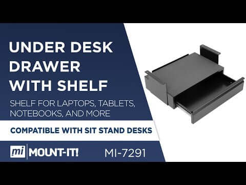 Under Desk Pull-Out Drawer Kit with Shelf Black Desk Accessories - Under Desk Pull-Out Drawer Kit with Shelf - Mount-It! - MI-7291