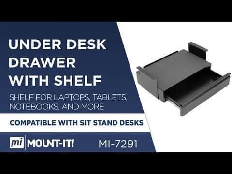 Under Desk Pull-Out Drawer Kit with Shelf Black Desk Accessories - Under Desk Pull-Out Drawer Kit with Shelf - Mount-It! - MI-7291