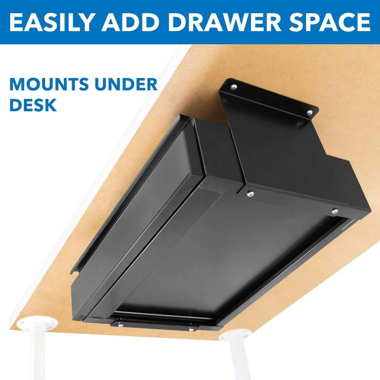 Under Desk Pull-Out Drawer Kit with Shelf Black Desk Accessories - Under Desk Pull-Out Drawer Kit with Shelf - Mount-It! - MI-7291