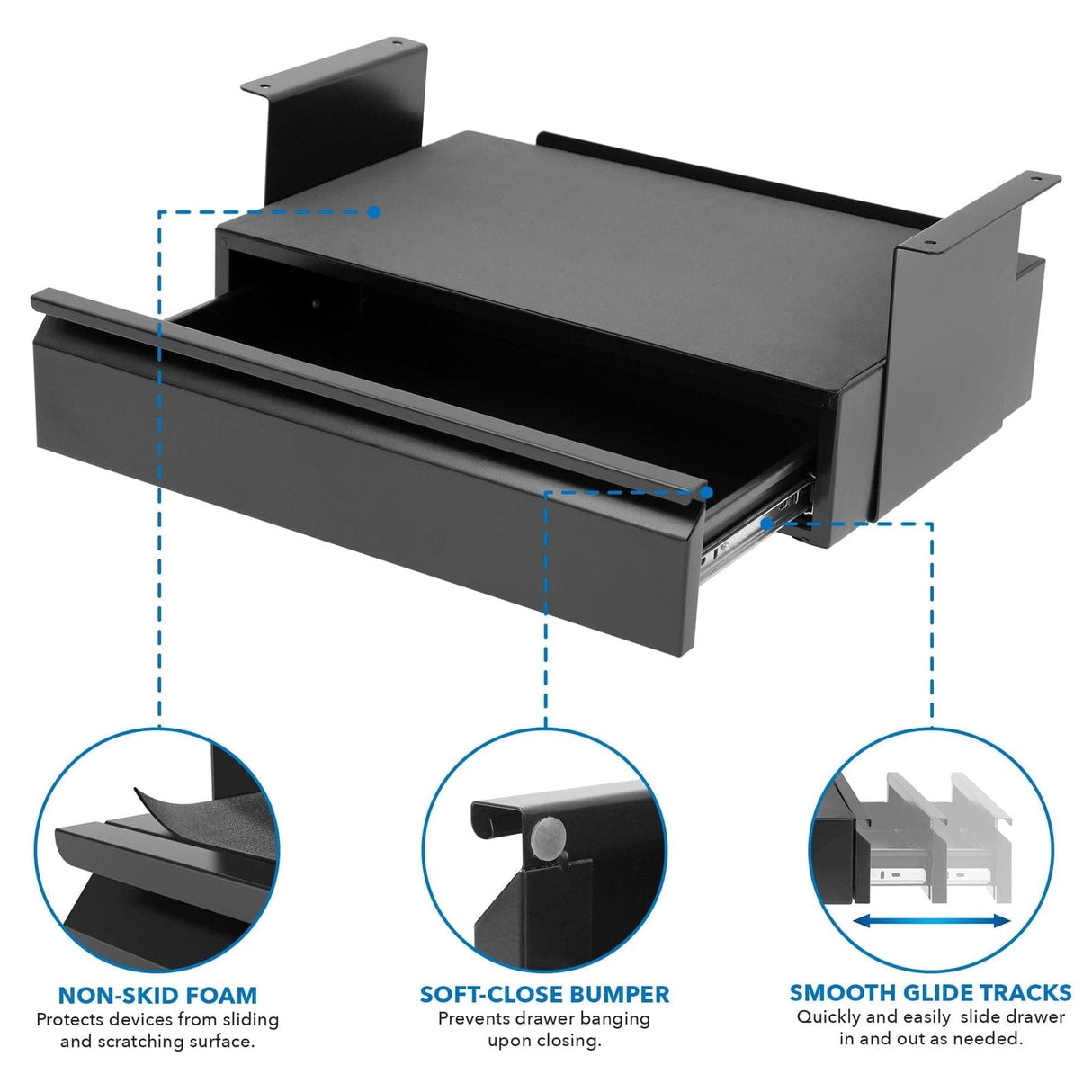 Under Desk Pull-Out Drawer Kit with Shelf Black Desk Accessories - Under Desk Pull-Out Drawer Kit with Shelf - Mount-It! - MI-7291