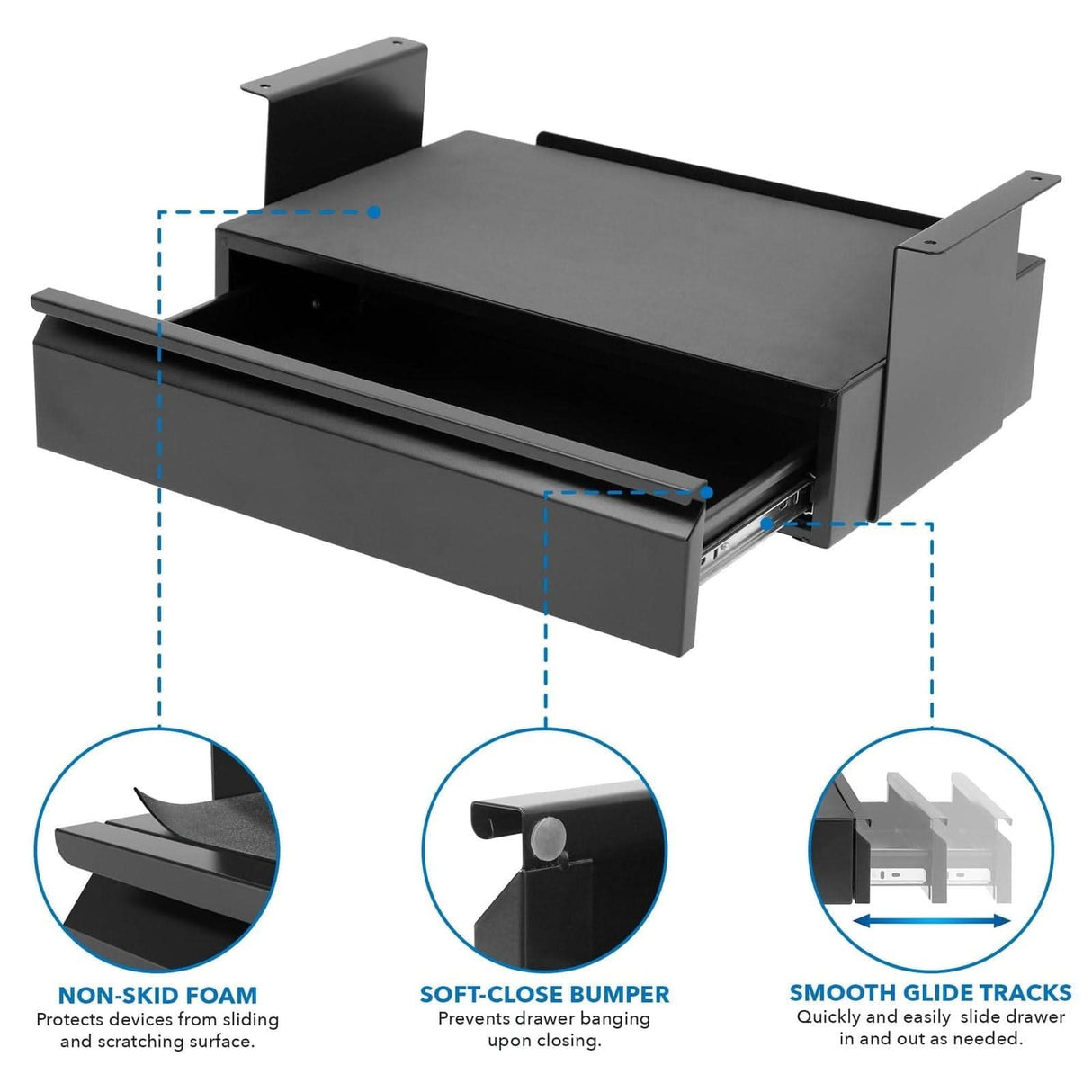 Under Desk Pull-Out Drawer Kit with Shelf Black Desk Accessories - Under Desk Pull-Out Drawer Kit with Shelf - Mount-It! - MI-7291