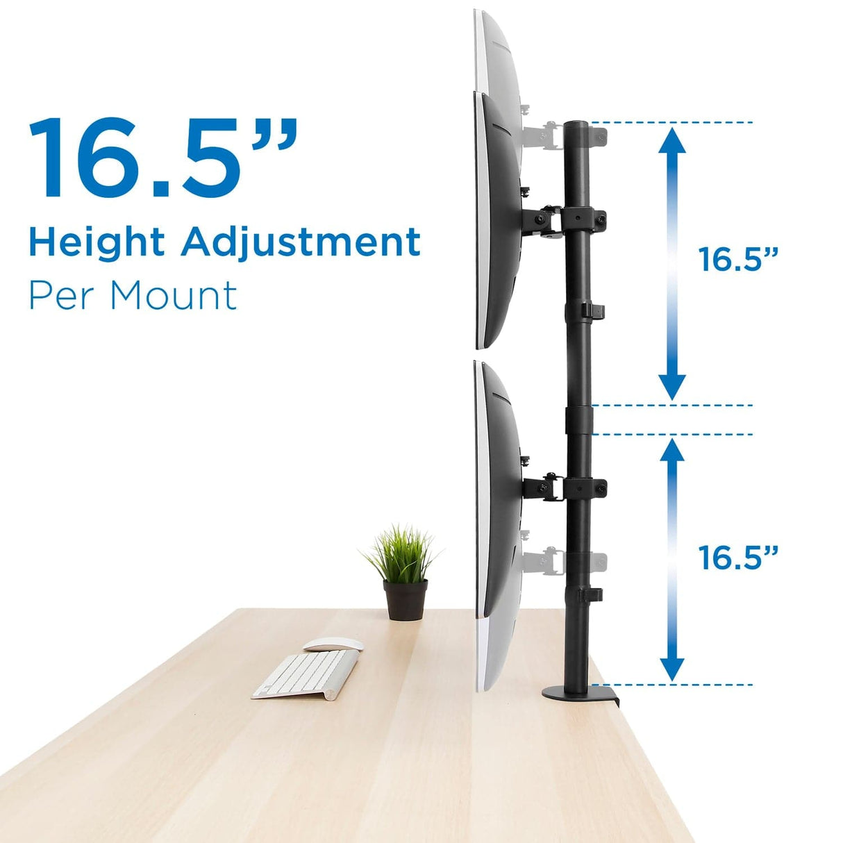 Vertical Dual Monitor Mount Black Monitor Mount - Vertical Dual Monitor Mount - Mount-It! - MI-1768
