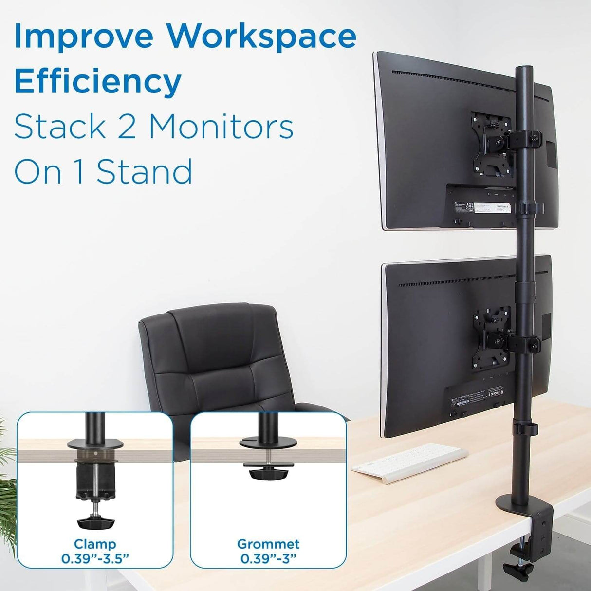 Vertical Dual Monitor Mount Black Monitor Mount - Vertical Dual Monitor Mount - Mount-It! - MI-1768