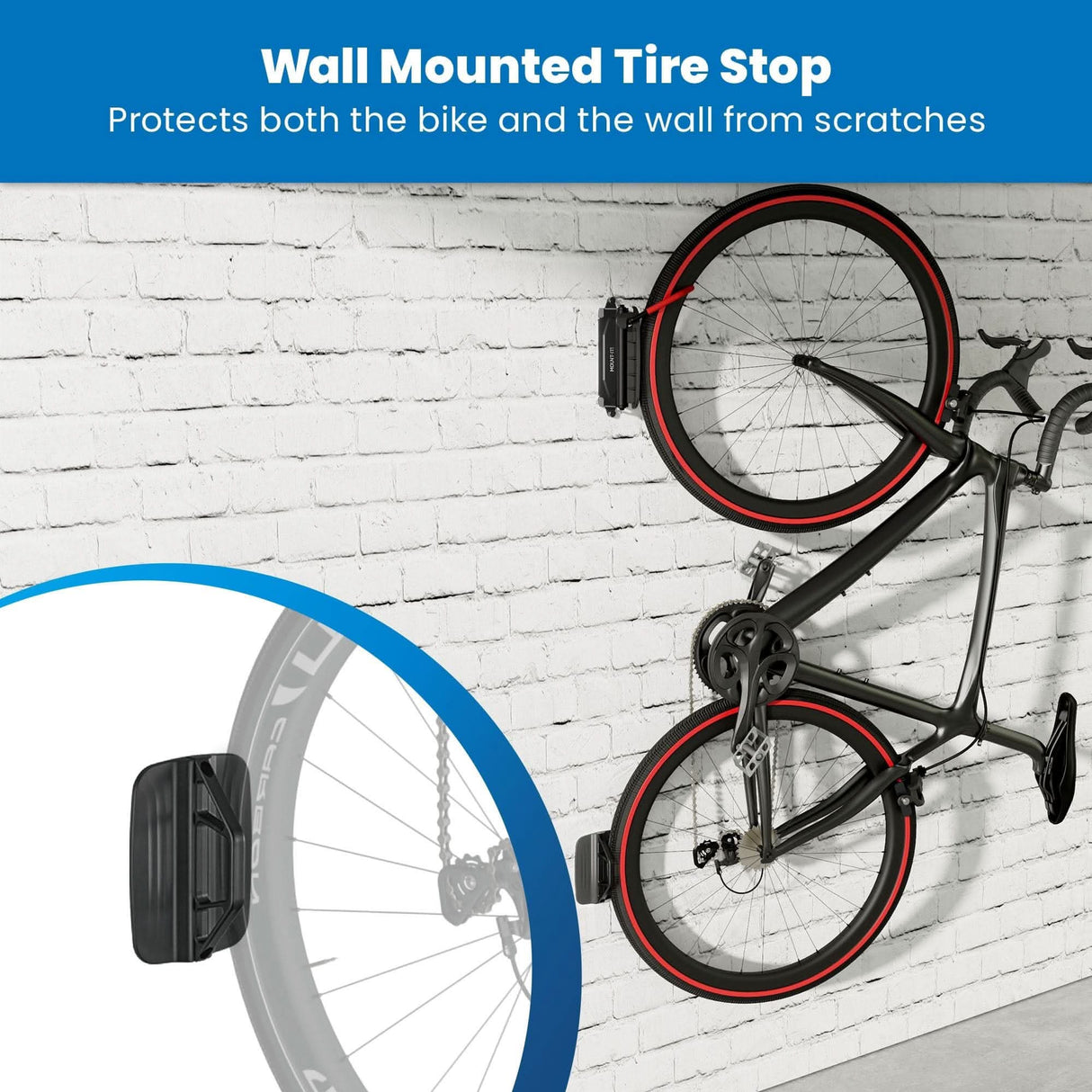 Vertical Bike Wall Mount Black Bicycle Mount - WheelsUp Series Vertical Bike Wall Mount - Mount-It! - MI-9021