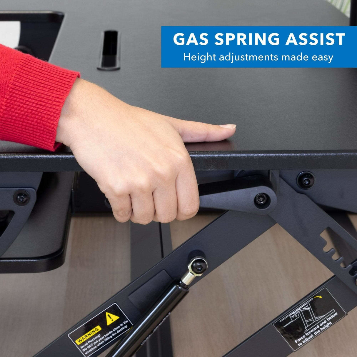 Wide Standing Desk Converter with Gas Spring Black Desk Converters - Wide Standing Desk Converter with Gas Spring - Mount-It! - MI-7926