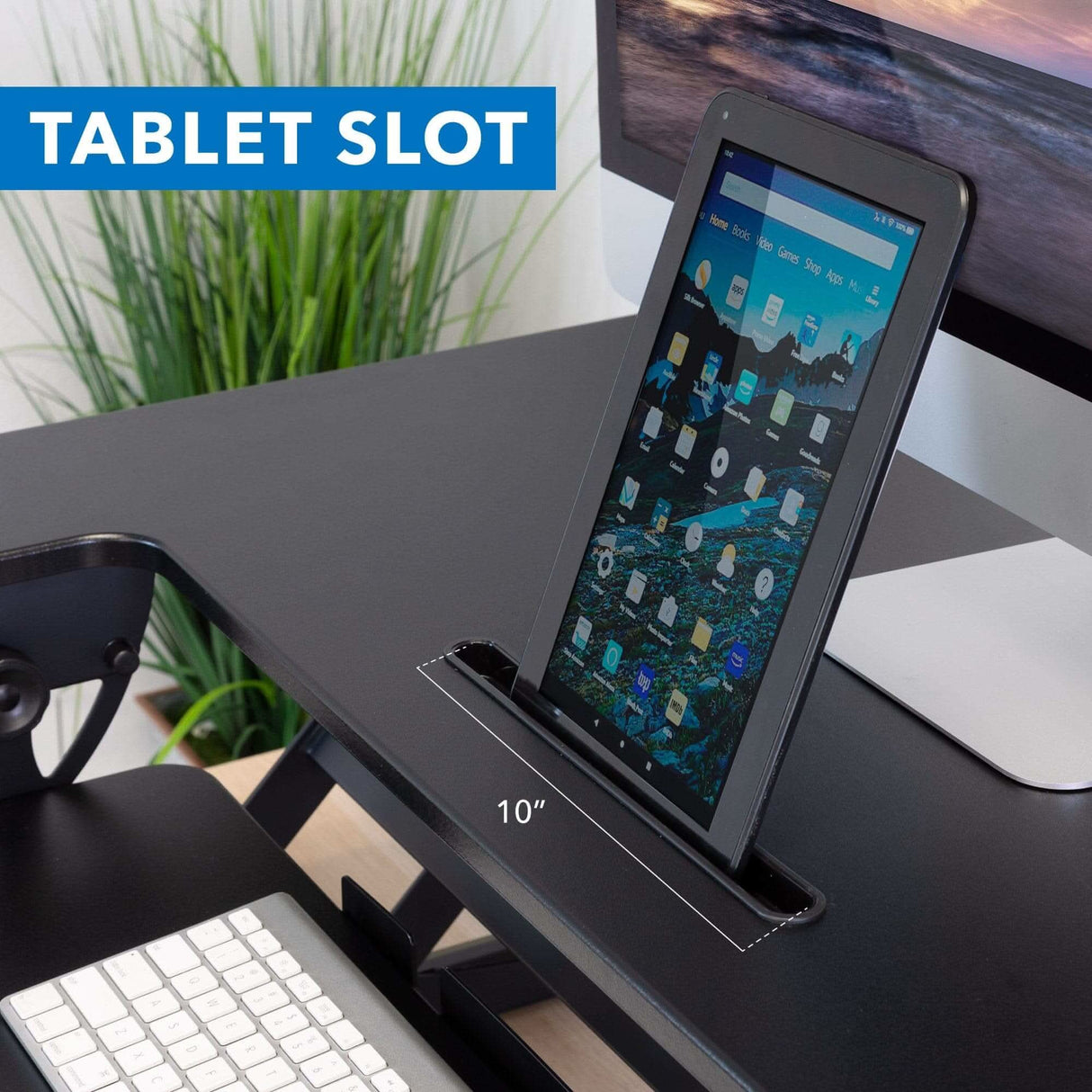 Wide Standing Desk Converter with Gas Spring Black Desk Converters - Wide Standing Desk Converter with Gas Spring - Mount-It! - MI-7926