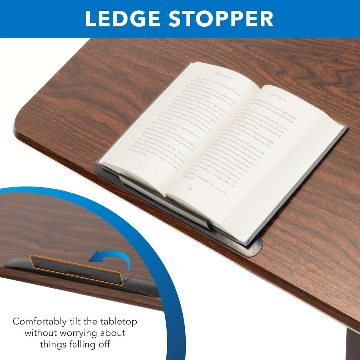 Height Adjustable Overbed Desk with Tilt Tabletop Brown Mobile Standing Desk - Height Adjustable Overbed Desk with Tilt Tabletop - Mount-It! - MI-8045