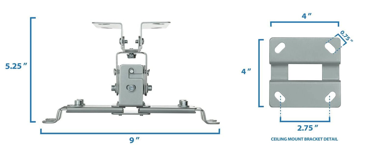 Ceiling Video Projector Mount - Silver Projector Mount - Ceiling Video Projector Mount - Silver - Mount-It! - MI-605