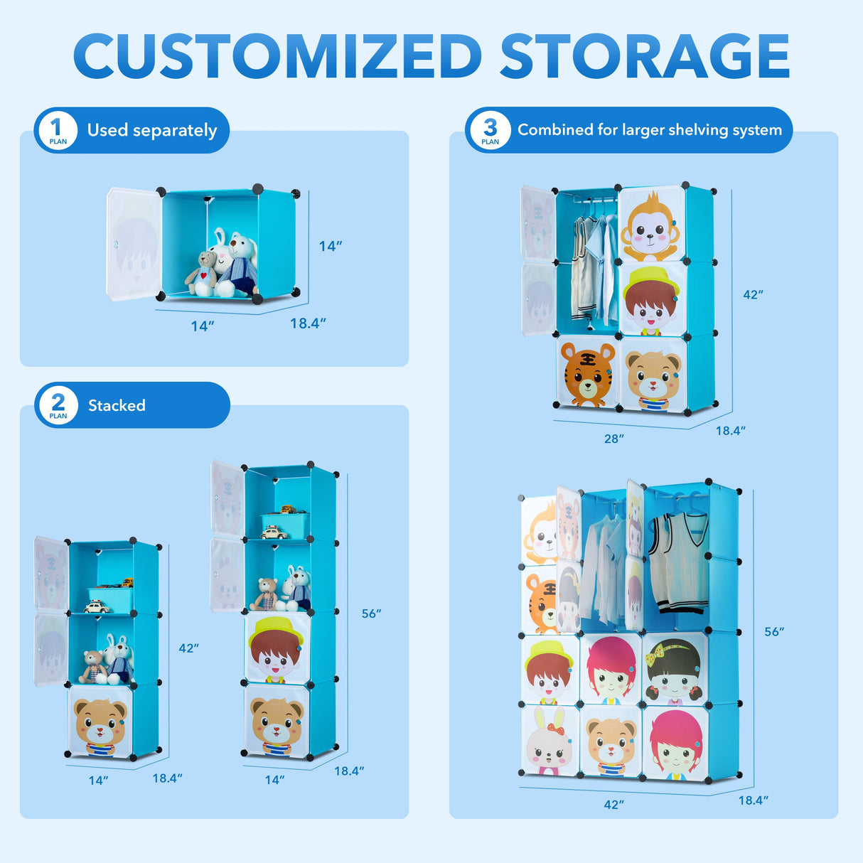 Children's Portable Clothes Closet Rack with XL Storage Cubes Storage - Children's Portable Clothes Closet Rack with XL Storage Cubes - Mount-It! -