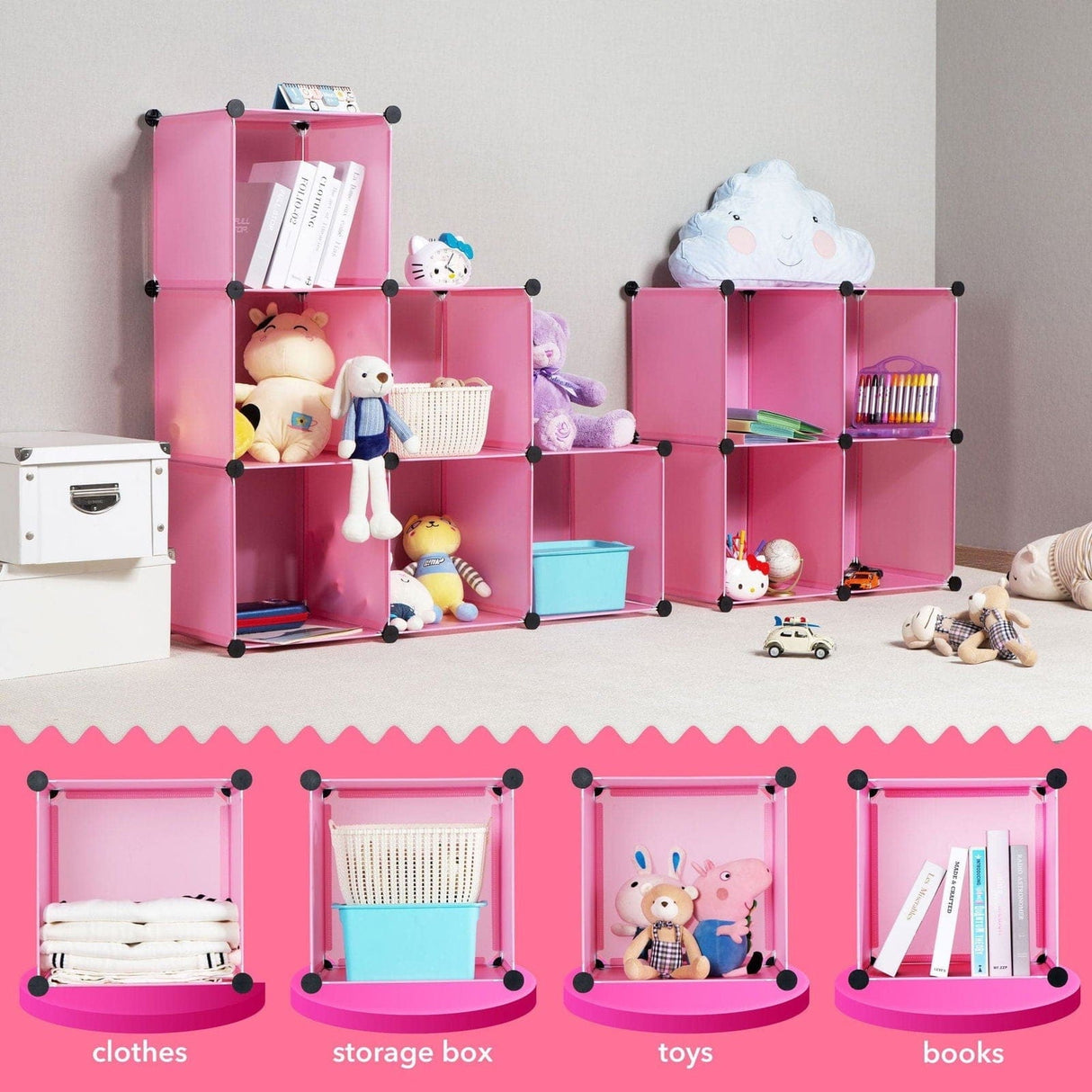 Children's Portable Clothes Closet Rack with XL Storage Cubes Storage - Children's Portable Clothes Closet Rack with XL Storage Cubes - Mount-It! -