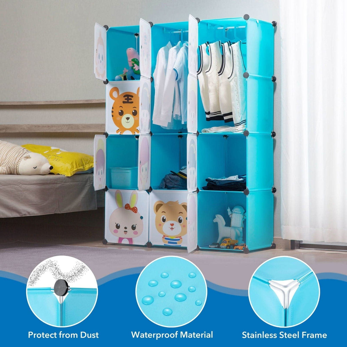 Children's Portable Clothes Closet Rack with XL Storage Cubes Storage - Children's Portable Clothes Closet Rack with XL Storage Cubes - Mount-It! -