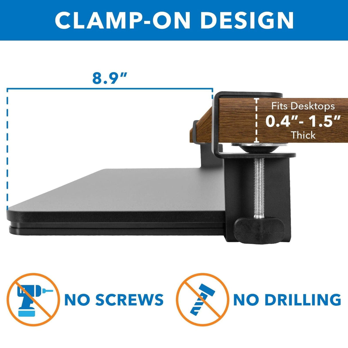 Clamp-On Adjustable Keyboard and Mouse Tray Keyboard Trays/Mounts - Clamp-On Adjustable Keyboard and Mouse Tray - Mount-It! - MI-7147