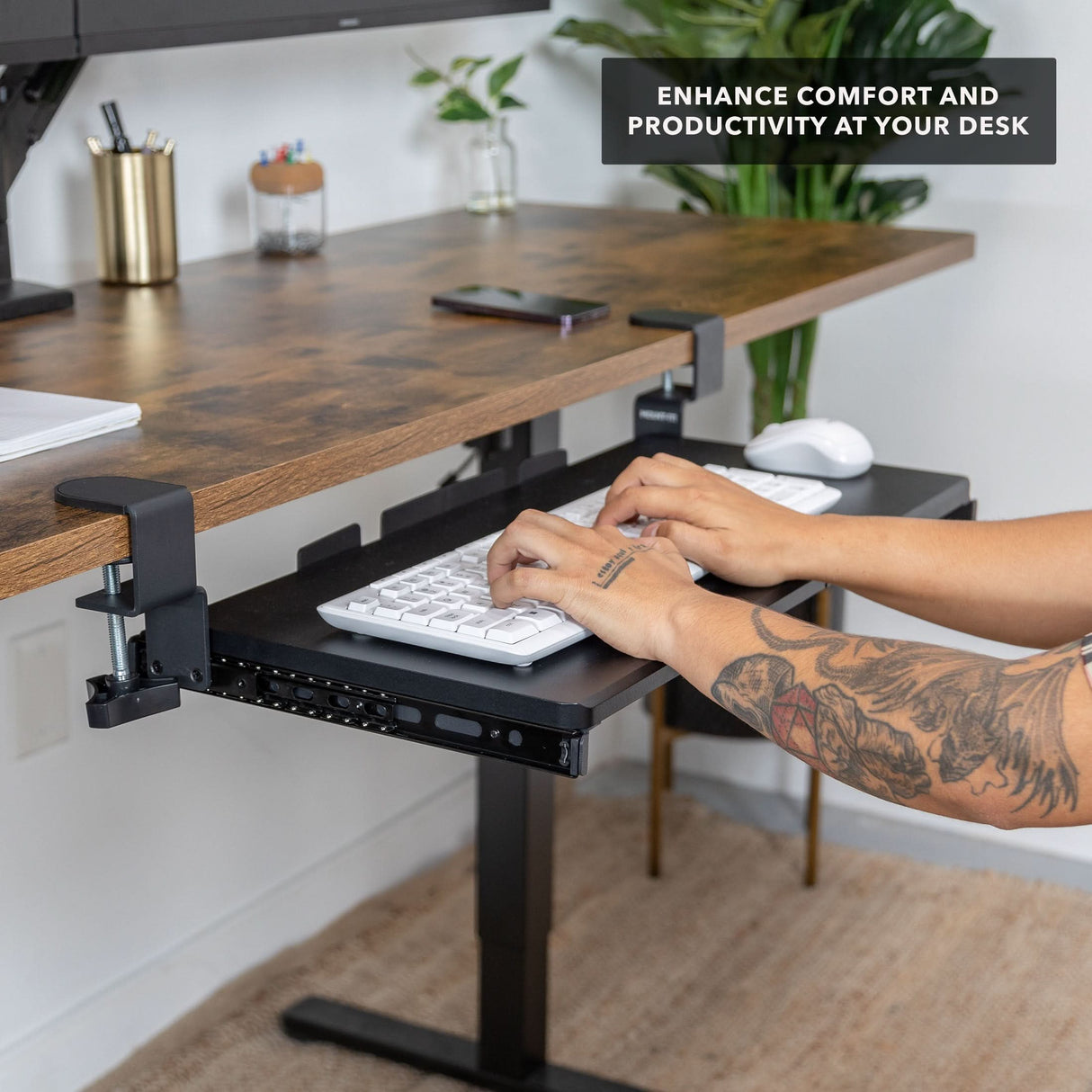 Clamp-on Keyboard Tray 24" x 11" Keyboard Trays/Mounts - Clamp-on Keyboard Tray 24" x 11" - Mount-It! - MI-7180