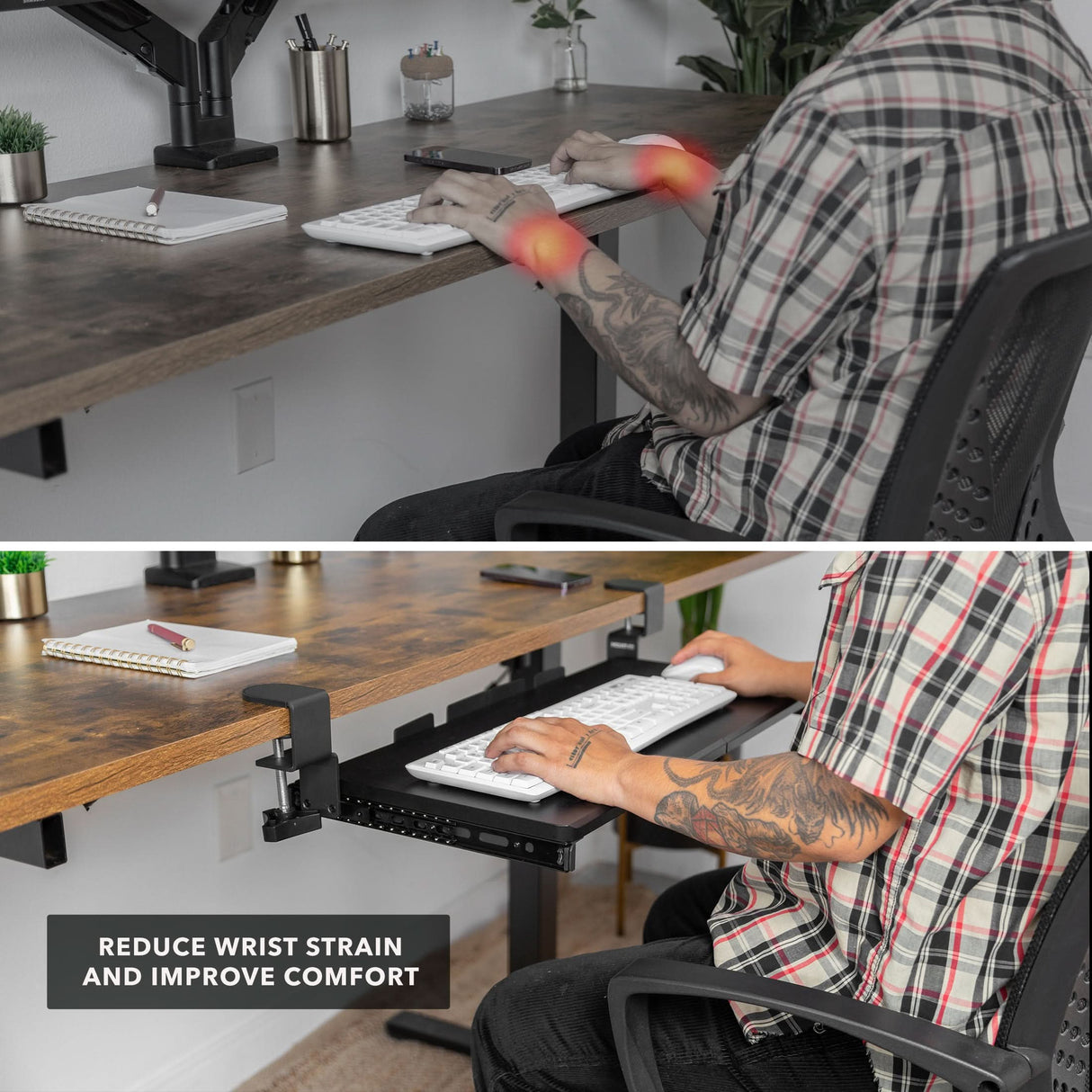 Clamp-on Keyboard Tray 24" x 11" Keyboard Trays/Mounts - Clamp-on Keyboard Tray 24" x 11" - Mount-It! - MI-7180