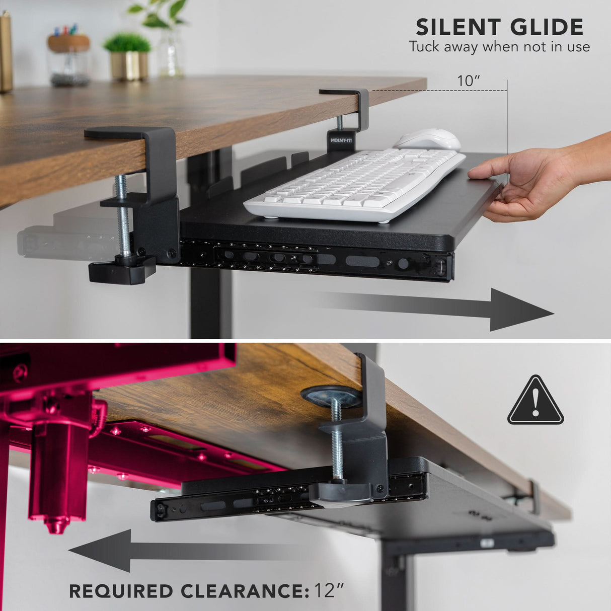 Clamp-on Keyboard Tray 24" x 11" Keyboard Trays/Mounts - Clamp-on Keyboard Tray 24" x 11" - Mount-It! - MI-7180
