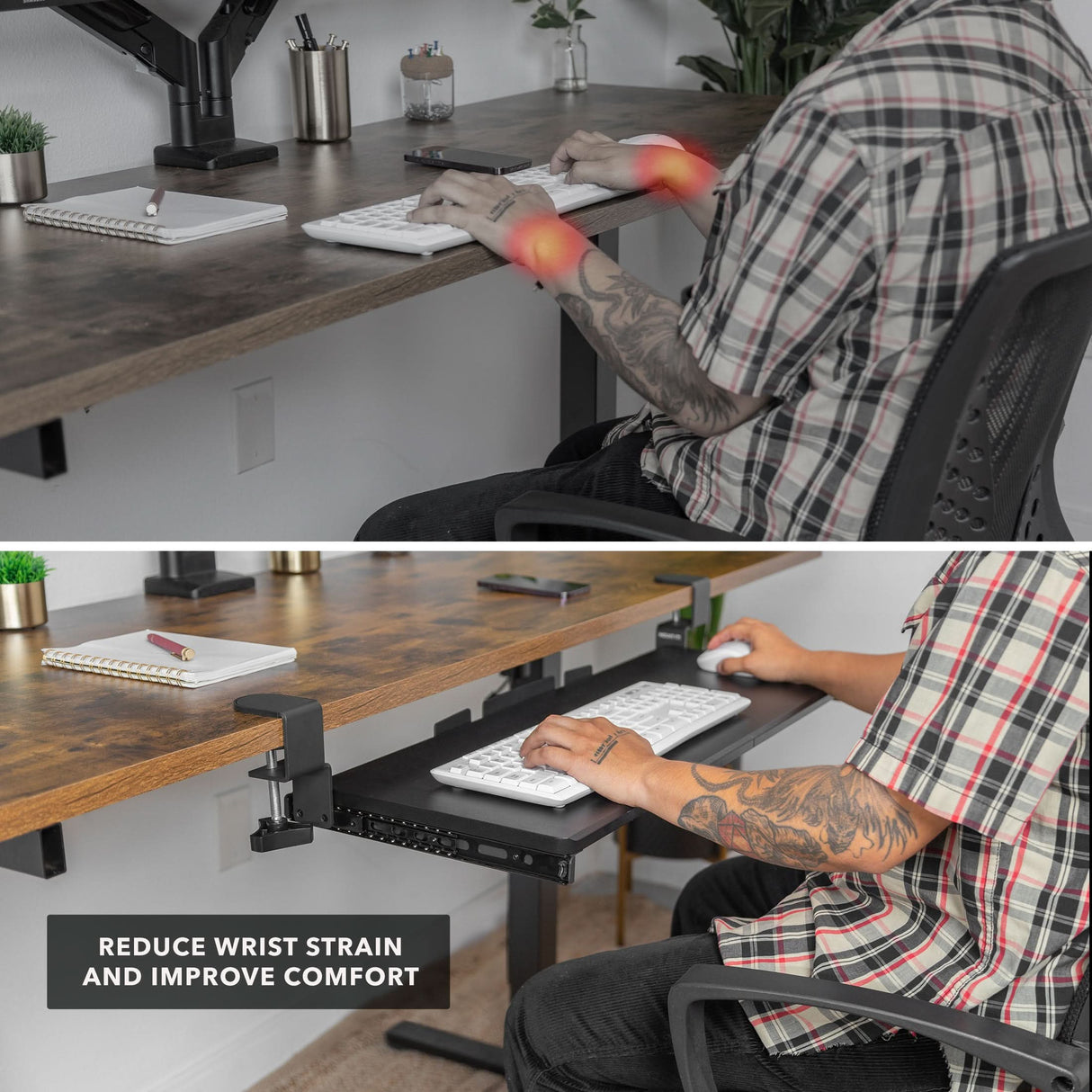 Clamp-on Keyboard Tray 30" x 11" Keyboard Trays/Mounts - Clamp-on Keyboard Tray 30" x 11" - Mount-It! - MI-7181