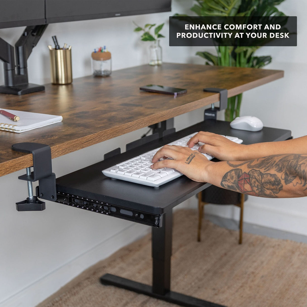 Clamp-on Keyboard Tray 30" x 11" Keyboard Trays/Mounts - Clamp-on Keyboard Tray 30" x 11" - Mount-It! - MI-7181