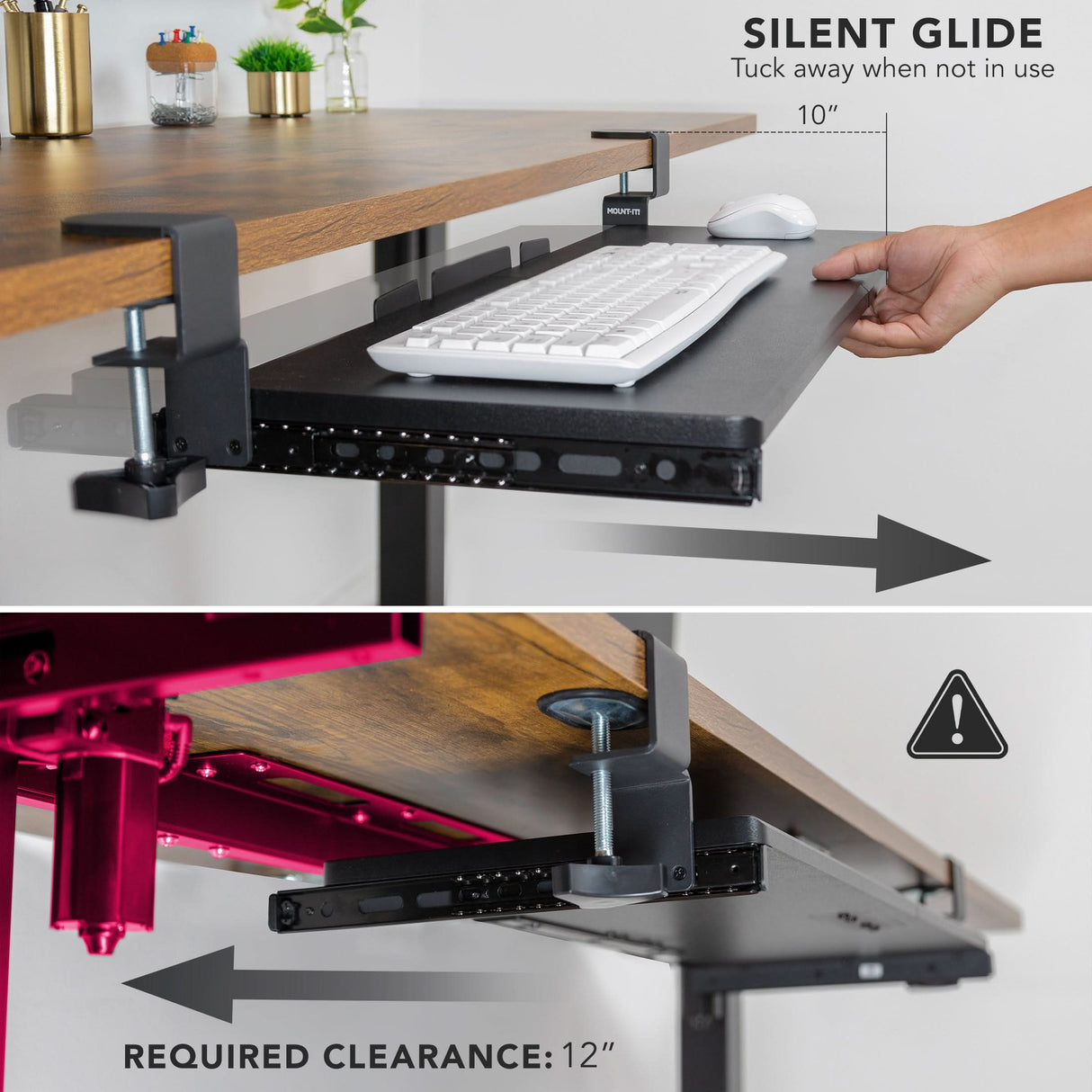 Clamp-on Keyboard Tray 30" x 11" Keyboard Trays/Mounts - Clamp-on Keyboard Tray 30" x 11" - Mount-It! - MI-7181
