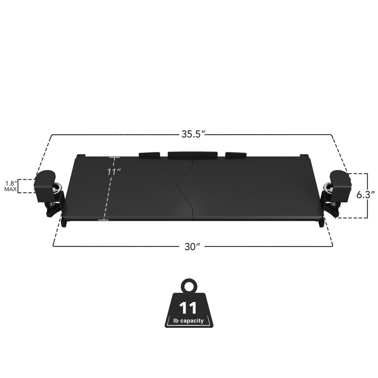 Clamp-on Keyboard Tray 30" x 11" Keyboard Trays/Mounts - Clamp-on Keyboard Tray 30" x 11" - Mount-It! - MI-7181