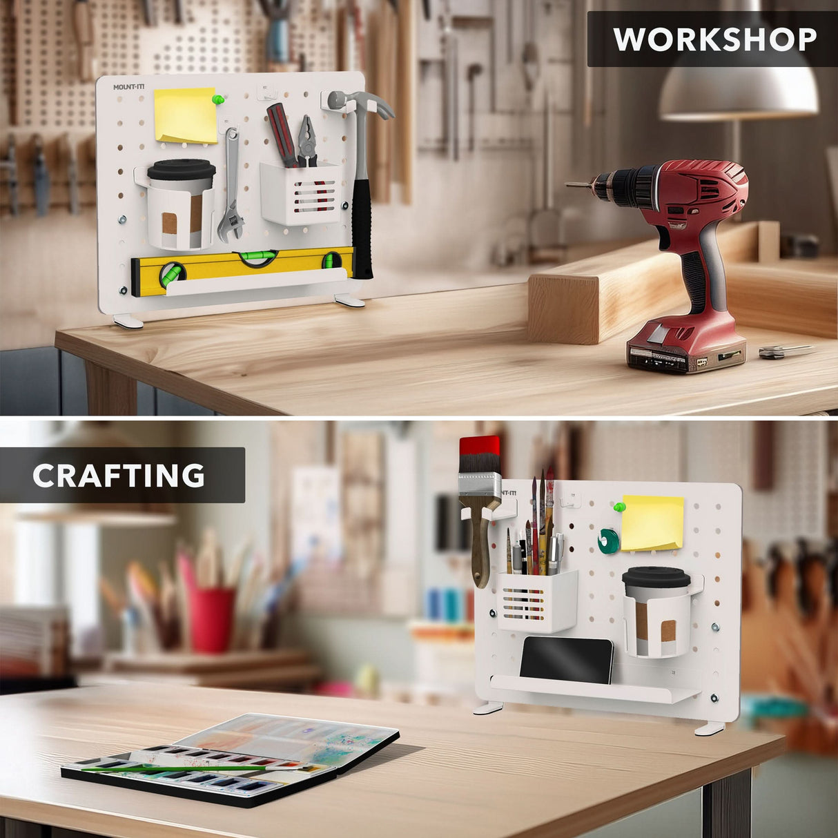 Clamp-on Pegboard Organizer Desk Accessories - Clamp-on Pegboard Organizer - Mount-It! -