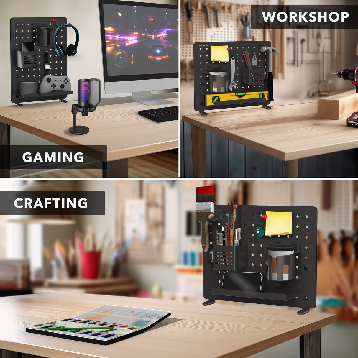 Clamp-on Pegboard Organizer Desk Accessories - Clamp-on Pegboard Organizer - Mount-It! -