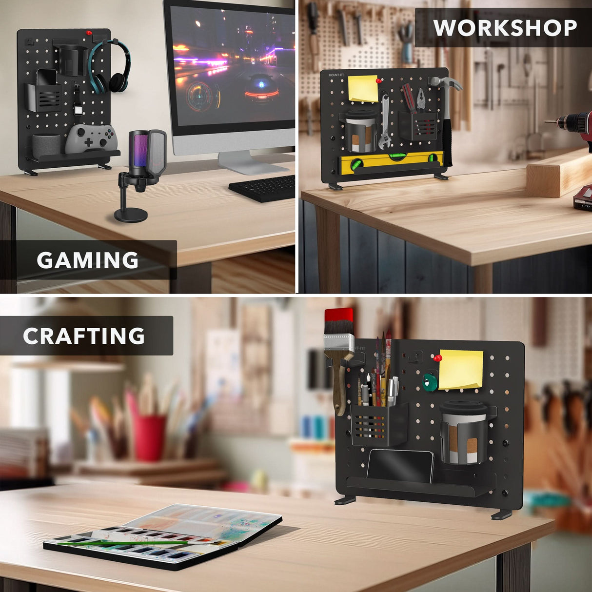 Clamp-on Pegboard Organizer Desk Accessories - Clamp-on Pegboard Organizer - Mount-It! -