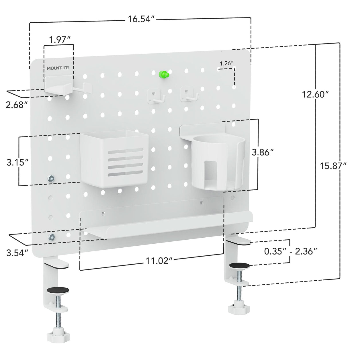 Clamp-on Pegboard Organizer Desk Accessories - Clamp-on Pegboard Organizer - Mount-It! -