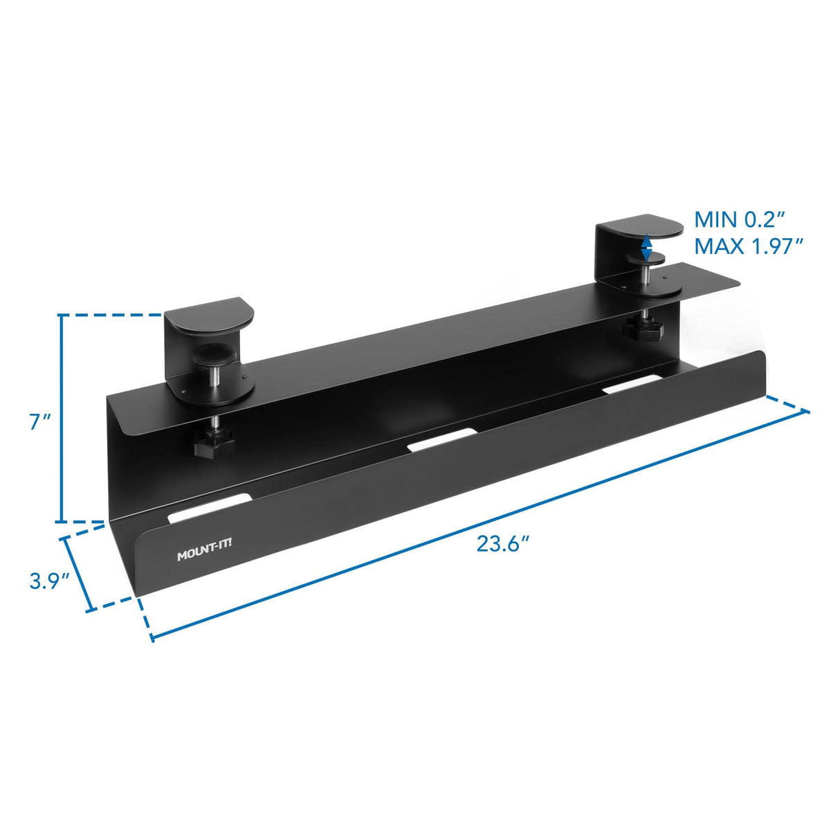 Clamp-on Under Desk Cable Management Tray Cable Management - Clamp-on Under Desk Cable Management Tray - Mount-It! - MI-7286BLK