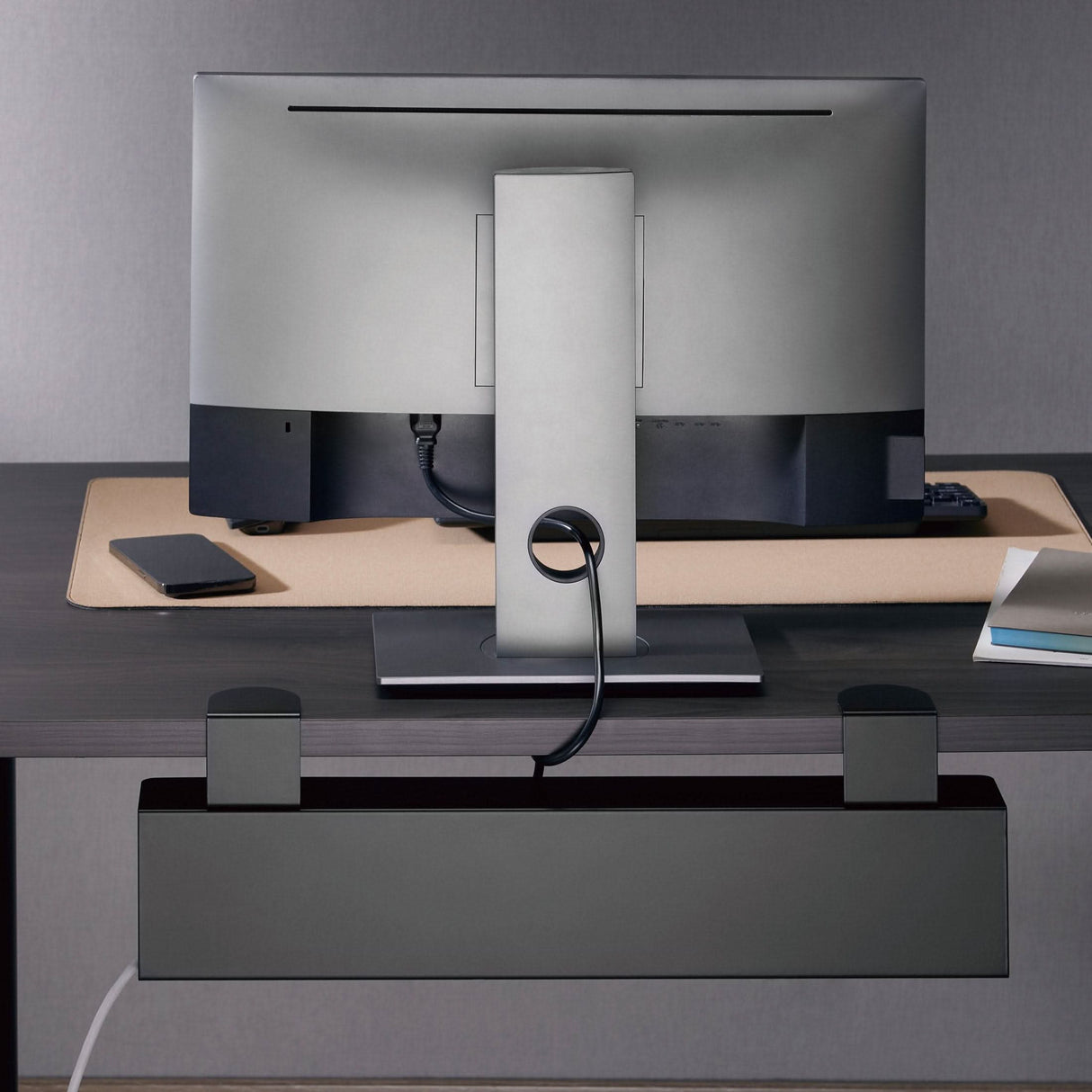 Clamp-on Under Desk Cable Management Tray Cable Management - Clamp-on Under Desk Cable Management Tray - Mount-It! - MI-7286BLK