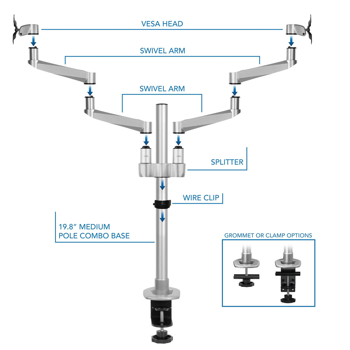 Full Motion Dual Monitor Desk Mount Monitor Mount - CLiX Series Full Motion Dual Monitor Desk Mount - Mount-It! -