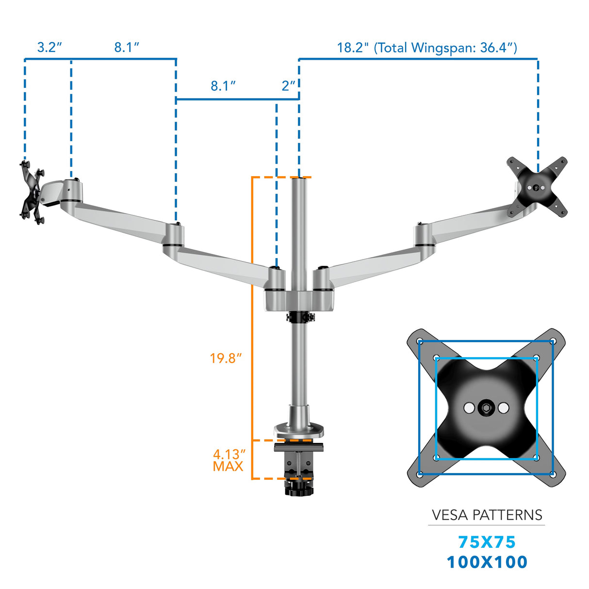 Full Motion Dual Monitor Desk Mount Monitor Mount - CLiX Series Full Motion Dual Monitor Desk Mount - Mount-It! -