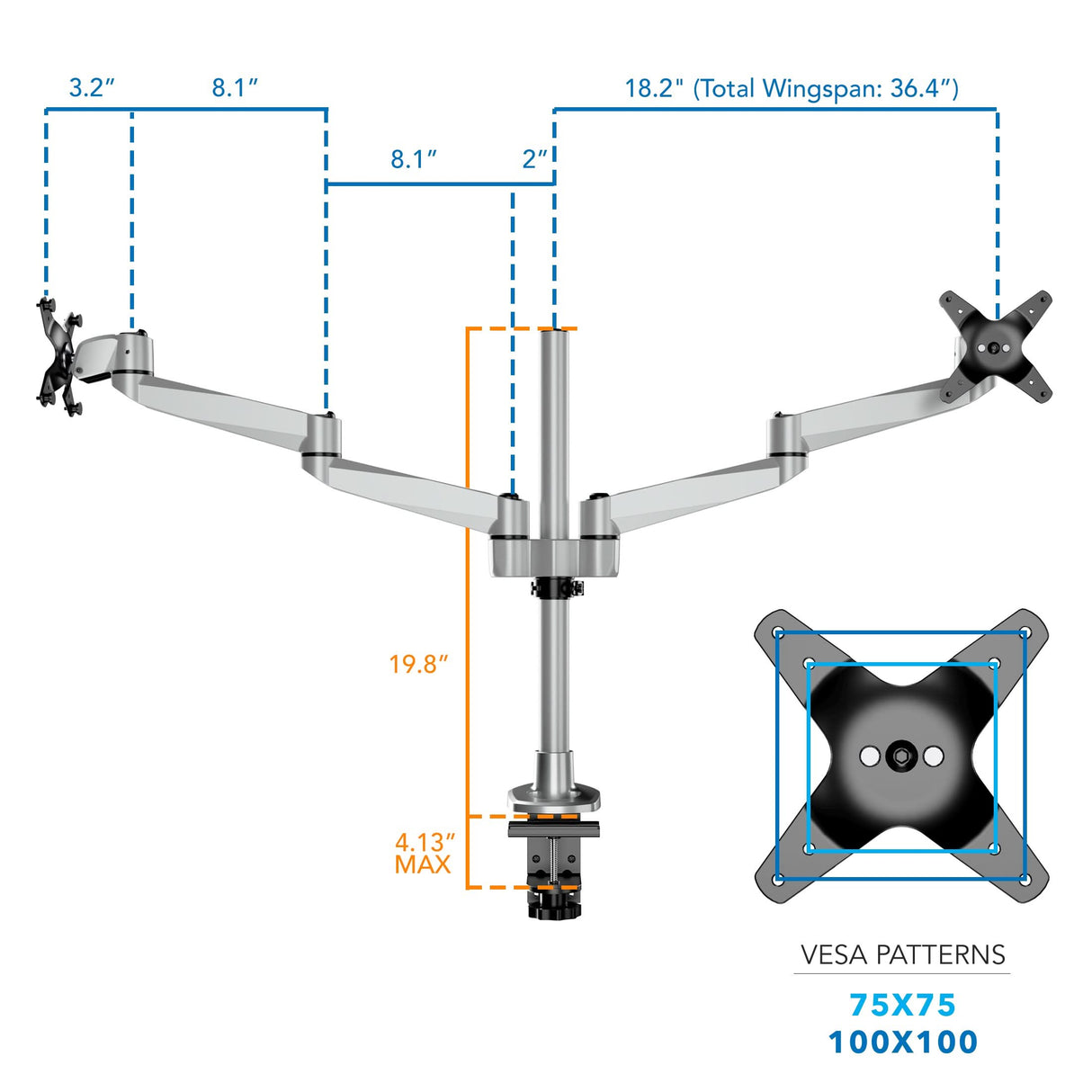 Full Motion Dual Monitor Desk Mount Monitor Mount - CLiX Series Full Motion Dual Monitor Desk Mount - Mount-It! -