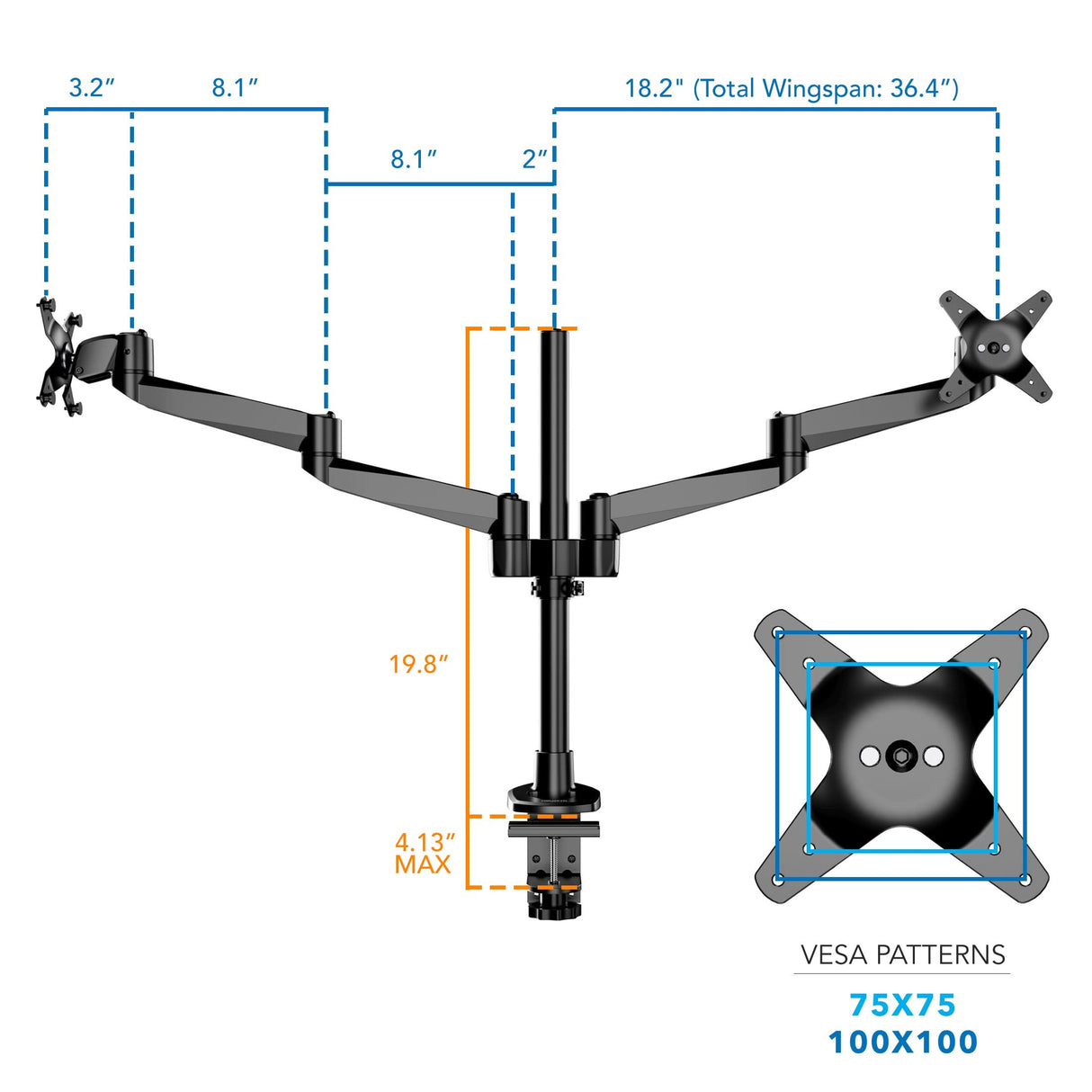 Full Motion Dual Monitor Desk Mount Monitor Mount - CLiX Series Full Motion Dual Monitor Desk Mount - Mount-It! -