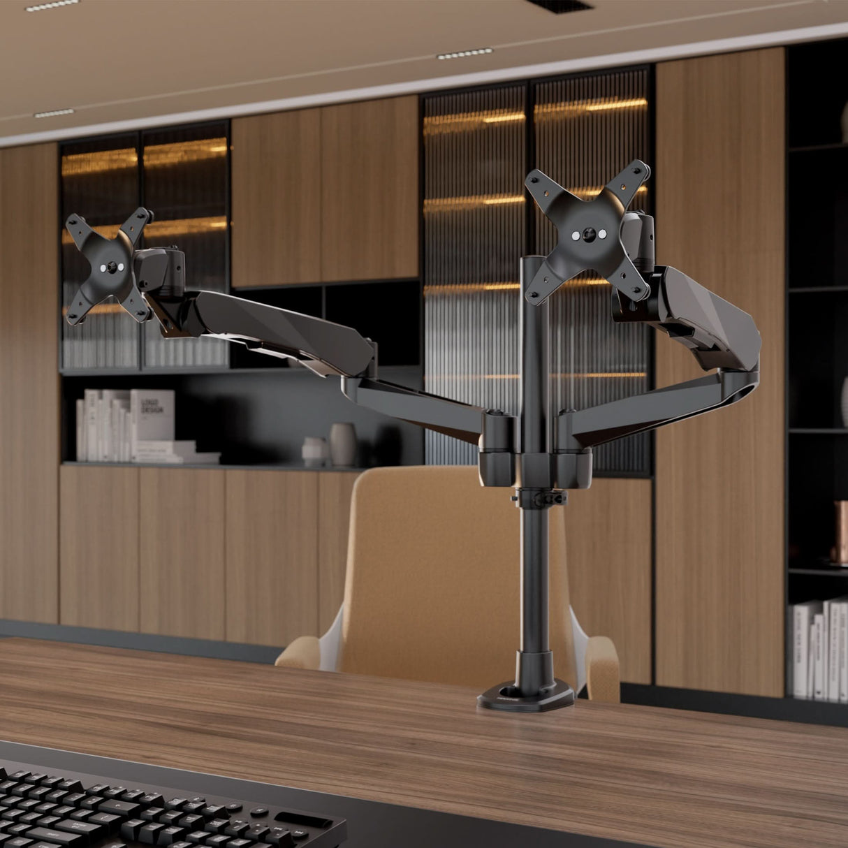 Full Motion Dual Monitor Desk Mount with Gas Spring Arms Monitor Mount - CLiX Series Full Motion Dual Monitor Desk Mount with Gas Spring Arms - Mount-It! -