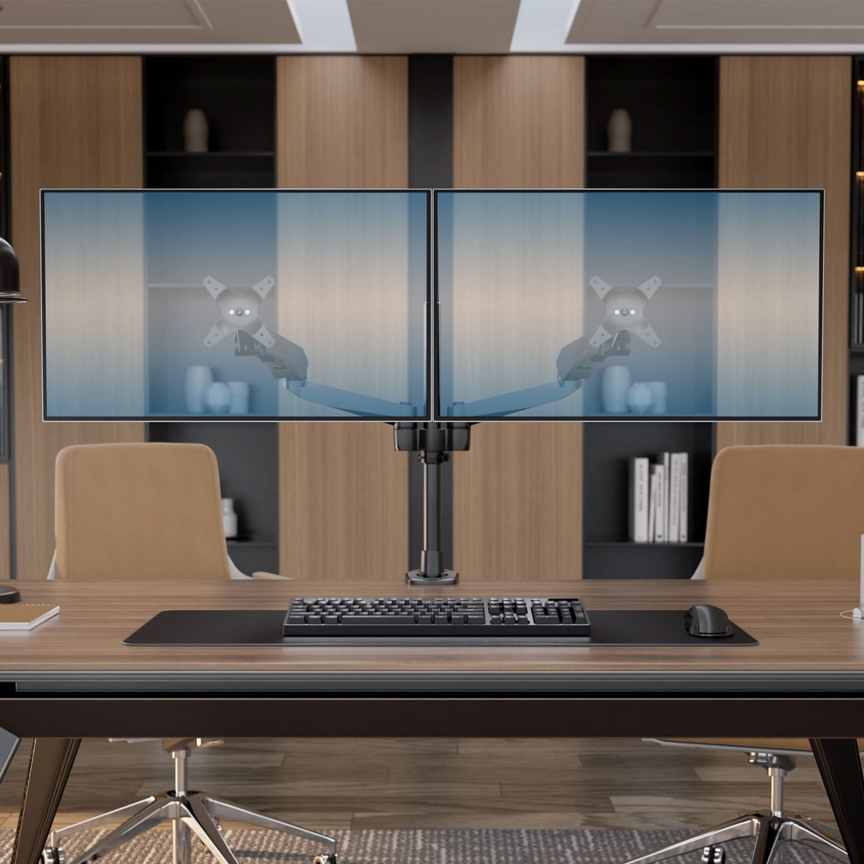 Full Motion Dual Monitor Desk Mount with Gas Spring Arms Monitor Mount - CLiX Series Full Motion Dual Monitor Desk Mount with Gas Spring Arms - Mount-It! -