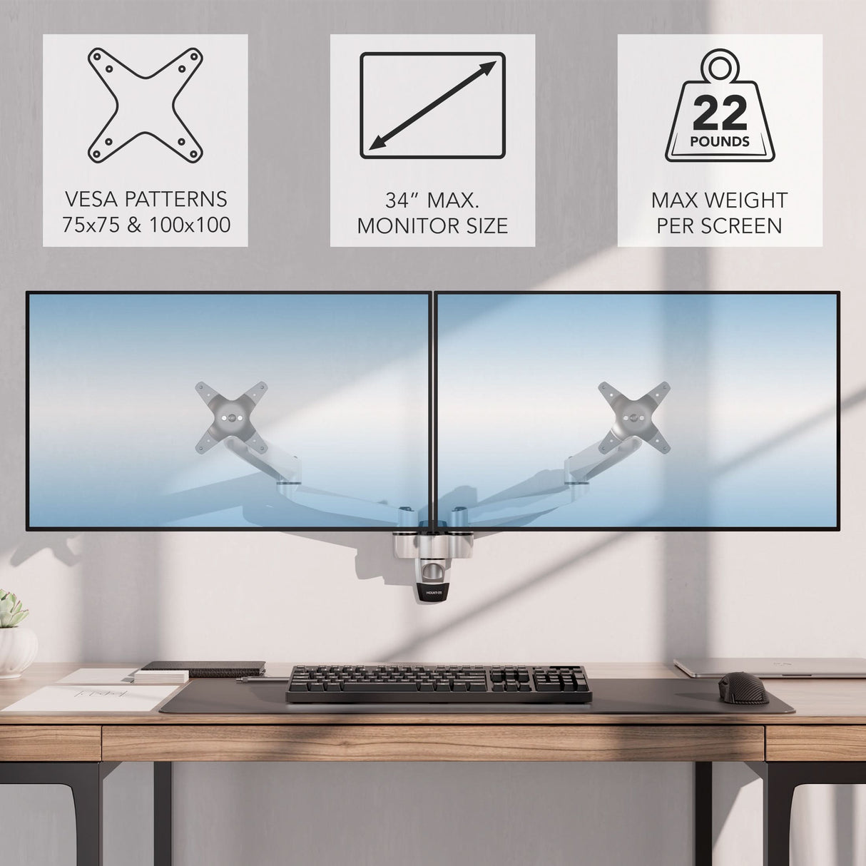 Full Motion Dual Monitor Wall Mount Monitor Mount - CLiX Series Full Motion Dual Monitor Wall Mount - Mount-It! -