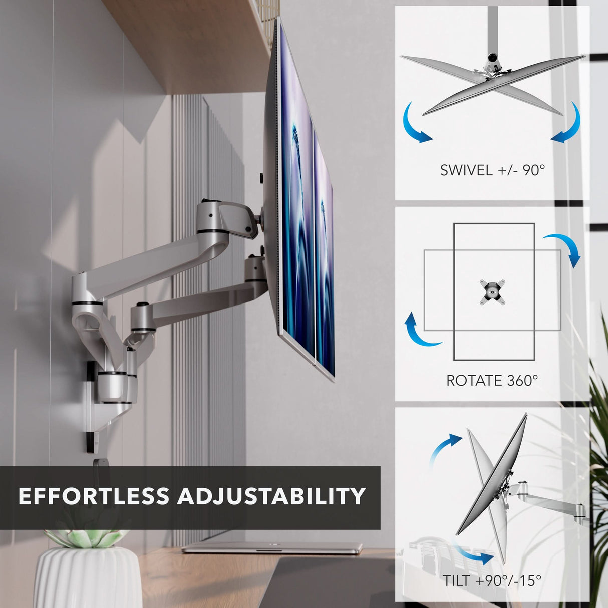 Full Motion Dual Monitor Wall Mount Monitor Mount - CLiX Series Full Motion Dual Monitor Wall Mount - Mount-It! -