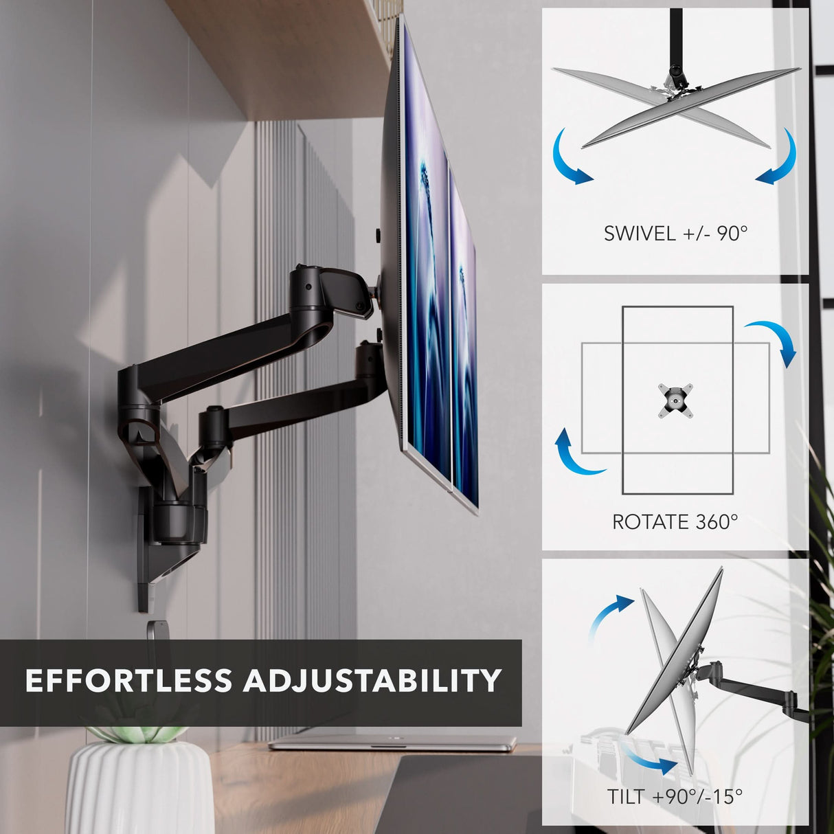 Full Motion Dual Monitor Wall Mount Monitor Mount - CLiX Series Full Motion Dual Monitor Wall Mount - Mount-It! -