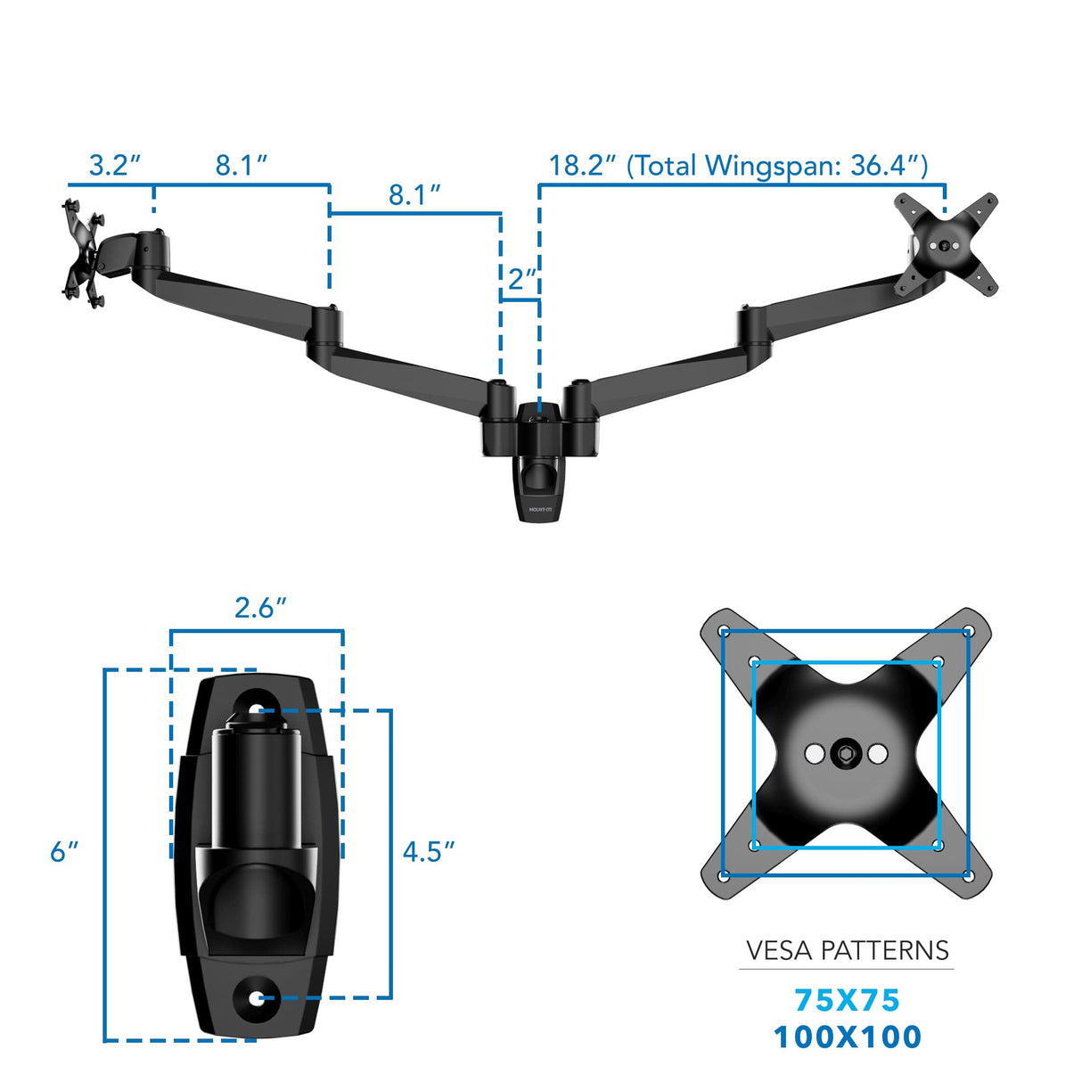 Full Motion Dual Monitor Wall Mount Monitor Mount - CLiX Series Full Motion Dual Monitor Wall Mount - Mount-It! -