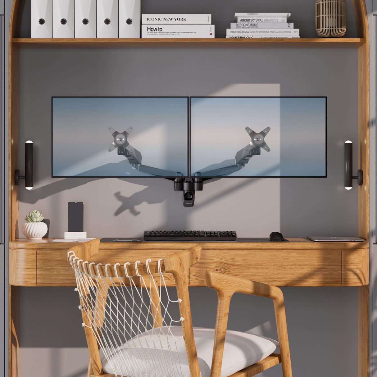 Full Motion Dual Monitor Wall Mount with Gas Spring Arms Monitor Mount - CLiX Series Full Motion Dual Monitor Wall Mount with Gas Spring Arms - Mount-It! -